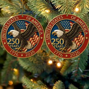 Alternative view of 250 Years of the USA Acrylic Ornament | 250 Years Anniversary of America 1776â€“2026 Ornament for Christmas Decor 683329
