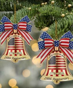 Alternative view of 250 Years of the USA Acrylic Ornament | 250th Anniversary 1776-2026 Liberty Bell Ornament for Christmas Decor