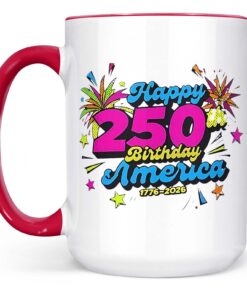 Alternative view of 250 Years of USA Independence Mug | Happy 250th Birthday America | Patriotic 4th of July White Mug Accent Mug