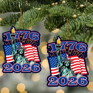 Alternative view of 250 Years USA 1776-2026 Acrylic Ornament | America 250th Anniversary Ornament | 4th of July Ornament Christmas Decor 683212