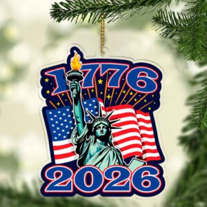 250 Years USA 1776-2026 Acrylic Ornament | America 250th Anniversary Ornament | 4th of July Ornament Christmas Decor 683212