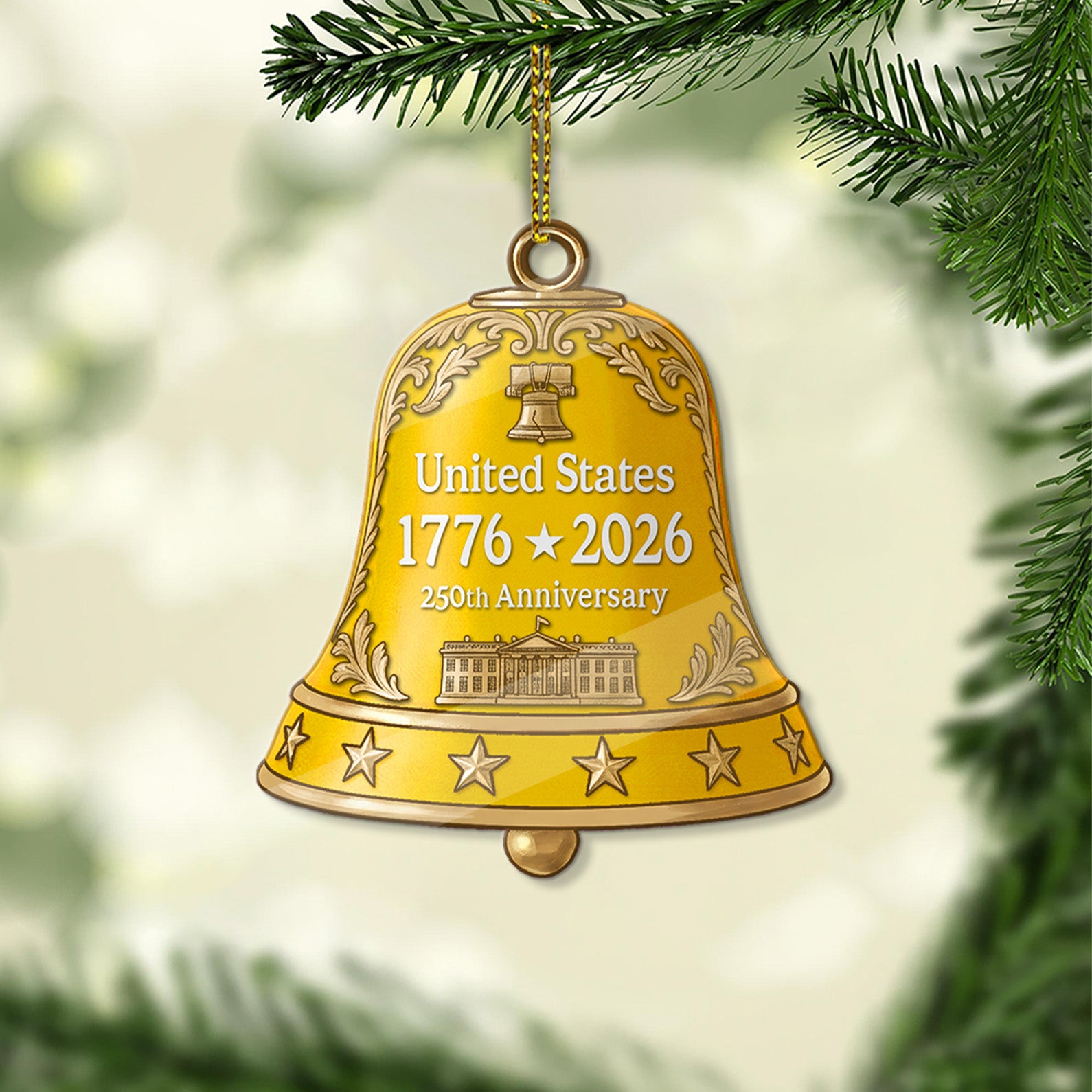 250 Years USA 1776-2026 Acrylic Ornament | Happy 250th Birthday USA Bell Ornament | America 250th Anniversary Ornament 682758 - Image 4