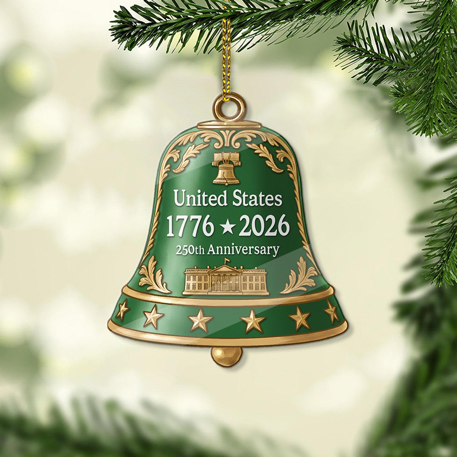 250 Years USA 1776-2026 Acrylic Ornament | Happy 250th Birthday USA Bell Ornament | America 250th Anniversary Ornament 682758 - Image 3
