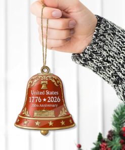 Alternative view of 250 Years USA 1776-2026 Acrylic Ornament | Happy 250th Birthday USA Bell Ornament | America 250th Anniversary Ornament