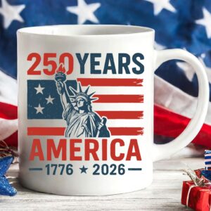 Alternative view of 250 Years USA 1776-2026 Mug | Happy 250th Birthday USA | America 250th Anniversary | Independence Day White Mug Accent Mug 682492