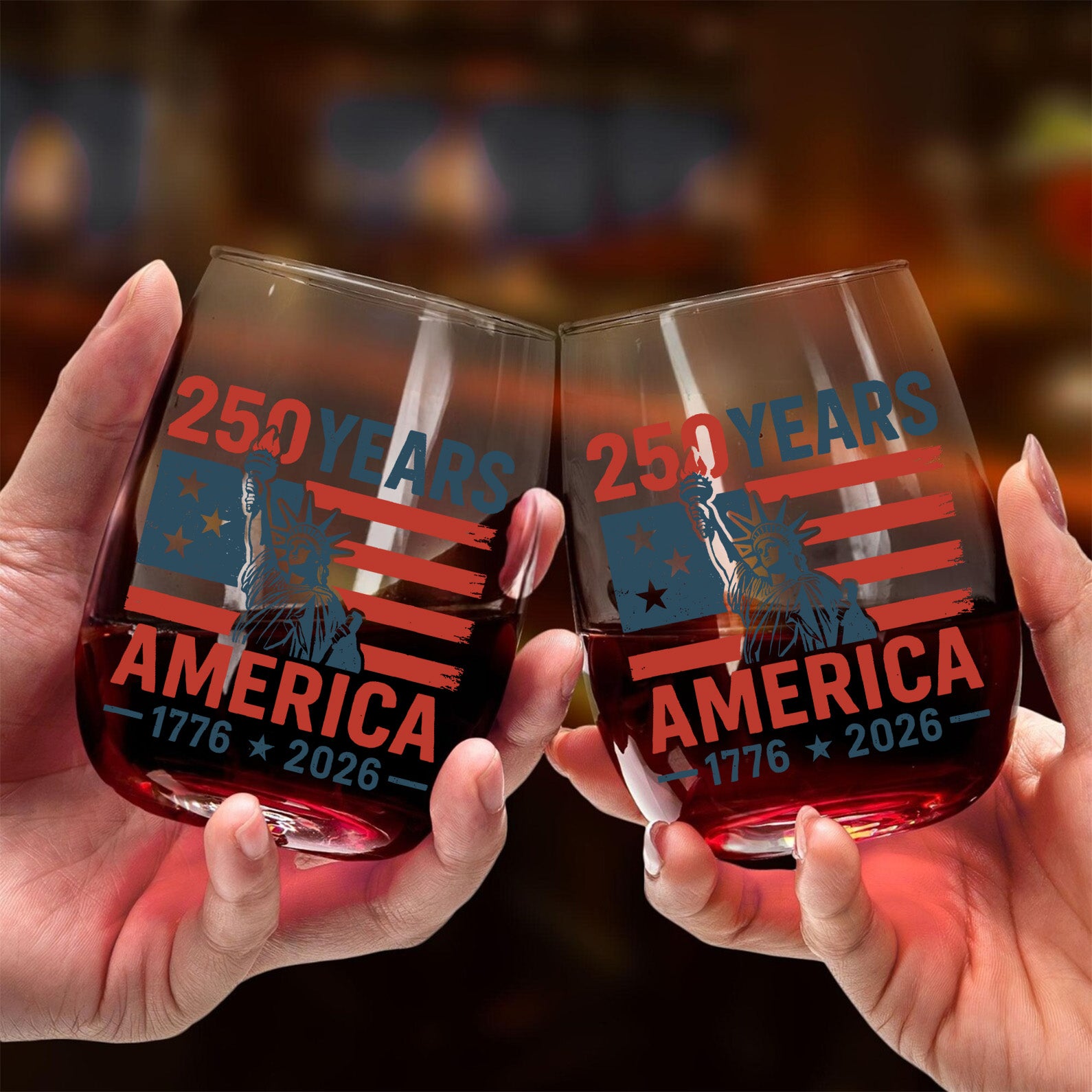 250 Years USA 1776-2026 Wine Glass | Happy 250th Birthday USA Wine Glass | America 250th Anniversary | Independence Day Wine Glass 682492 - Image 3