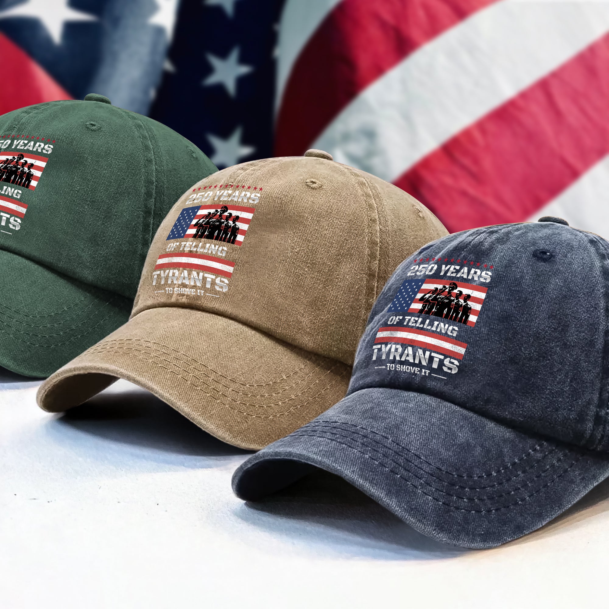 250 Years USA 250th Anniversary America Celebration Washed Baseball Denim Cap CH07 896750 - Image 5
