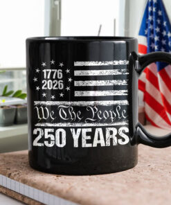 Alternative view of 250 Years USA 250th Birthday 1776-2026 Eagle Flag Black Mug