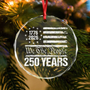 Alternative view of 250 Years USA 250th Birthday 1776-2026 Eagle Flag Glass Ornament HO82 894570