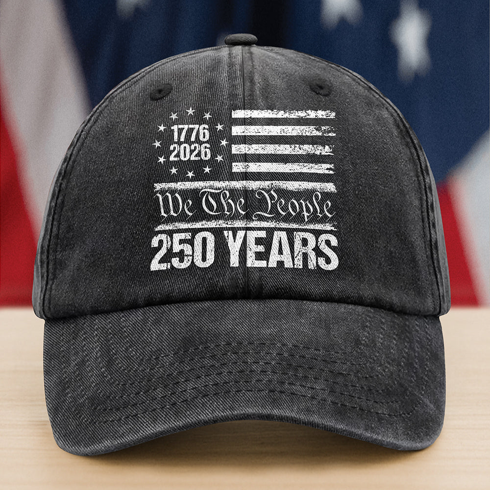 250 Years USA 250th Birthday 1776-2026 Eagle Flag Washed Denim Baseball Cap HO82 894572