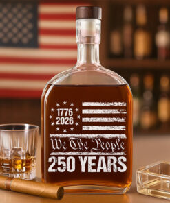 250 Years USA 250th Birthday 1776-2026 Eagle Flag Whiskey Bottle