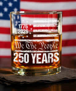 250 Years USA 250th Birthday 1776-2026 Eagle Flag Whiskey Glass