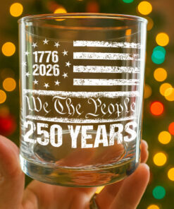 Alternative view of 250 Years USA 250th Birthday 1776-2026 Eagle Flag Whiskey Glass