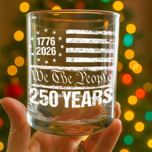 Alternative view of 250 Years USA 250th Birthday 1776-2026 Eagle Flag Whiskey Glass HO82 894568
