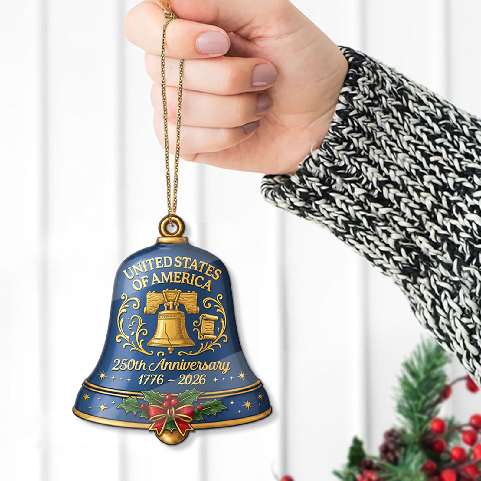 250 Years USA Acrylic Ornament | United States 1776–2026 Bell Ornament | Christmas Décor 682735 - Image 4
