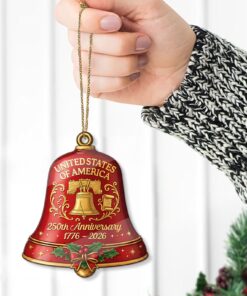 Alternative view of 250 Years USA Acrylic Ornament | United States 1776-2026 Bell Ornament | Christmas Decor