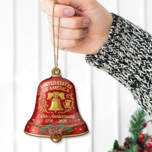 Alternative view of 250 Years USA Acrylic Ornament | United States 1776â€“2026 Bell Ornament | Christmas DÃ©cor 682735