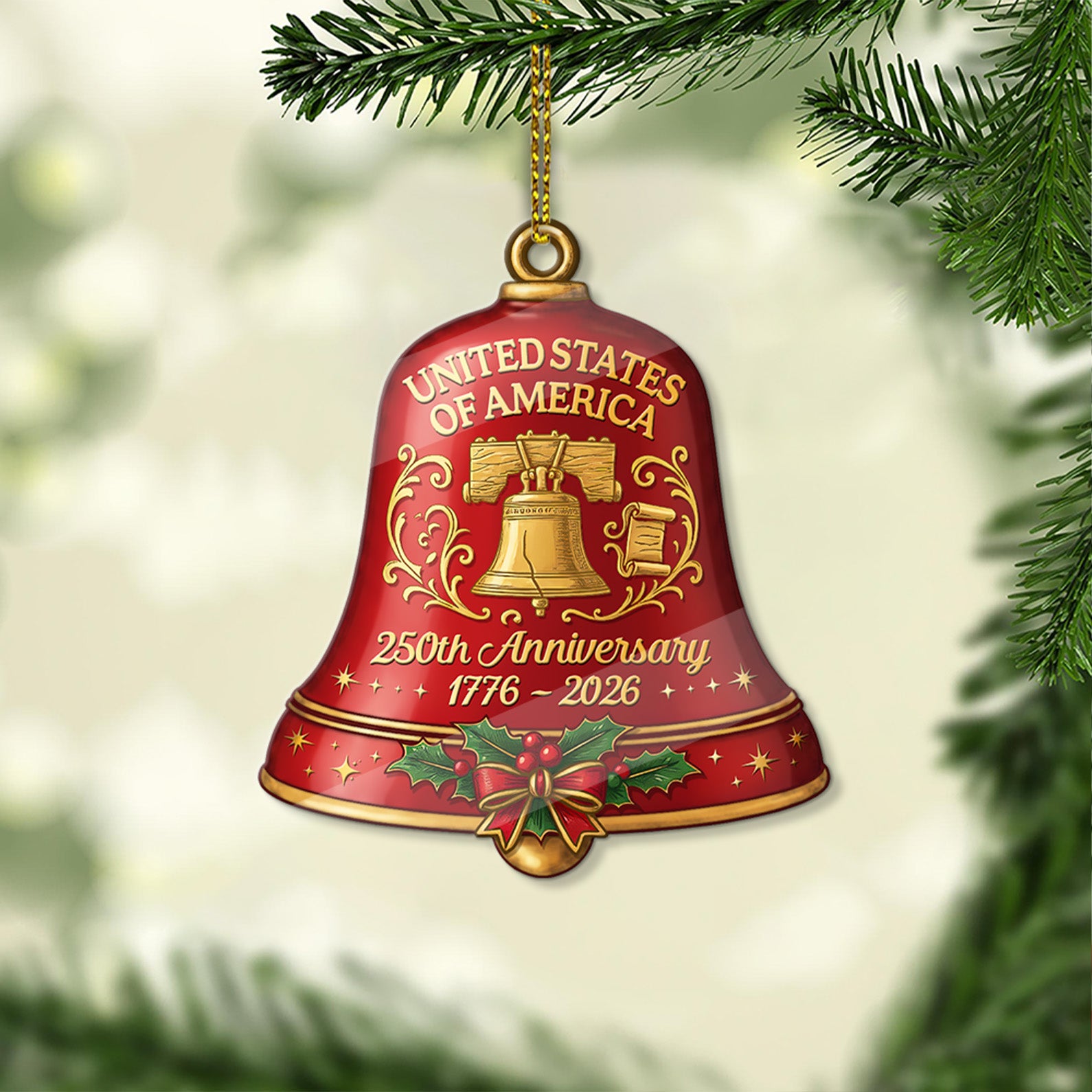 250 Years USA Acrylic Ornament | United States 1776â€“2026 Bell Ornament | Christmas DÃ©cor 682735