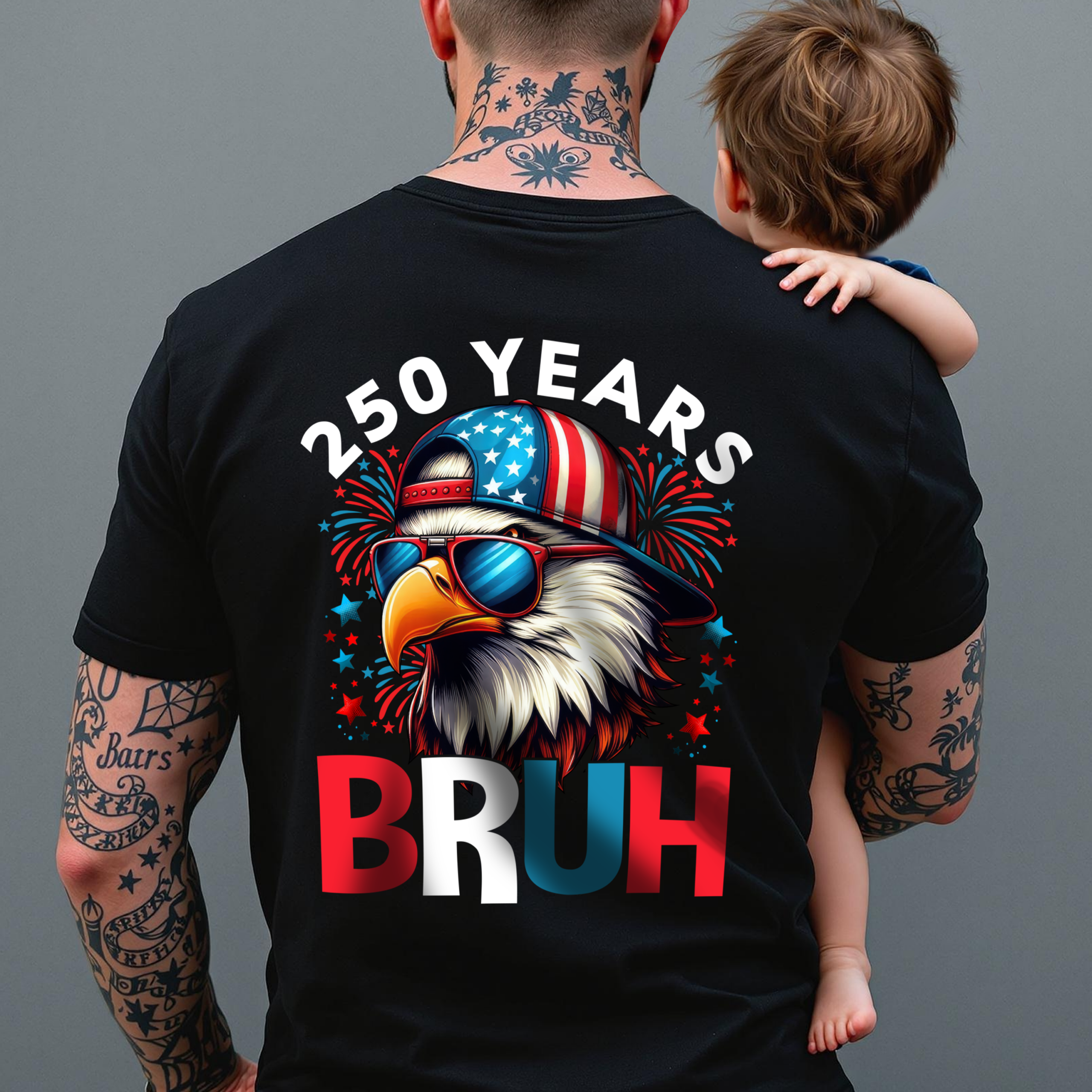 250 Years USA Bruh 250th Birthday 1776-2026 Eagle Flag Back Side Dark Shirt HA75 897320 - Image 4
