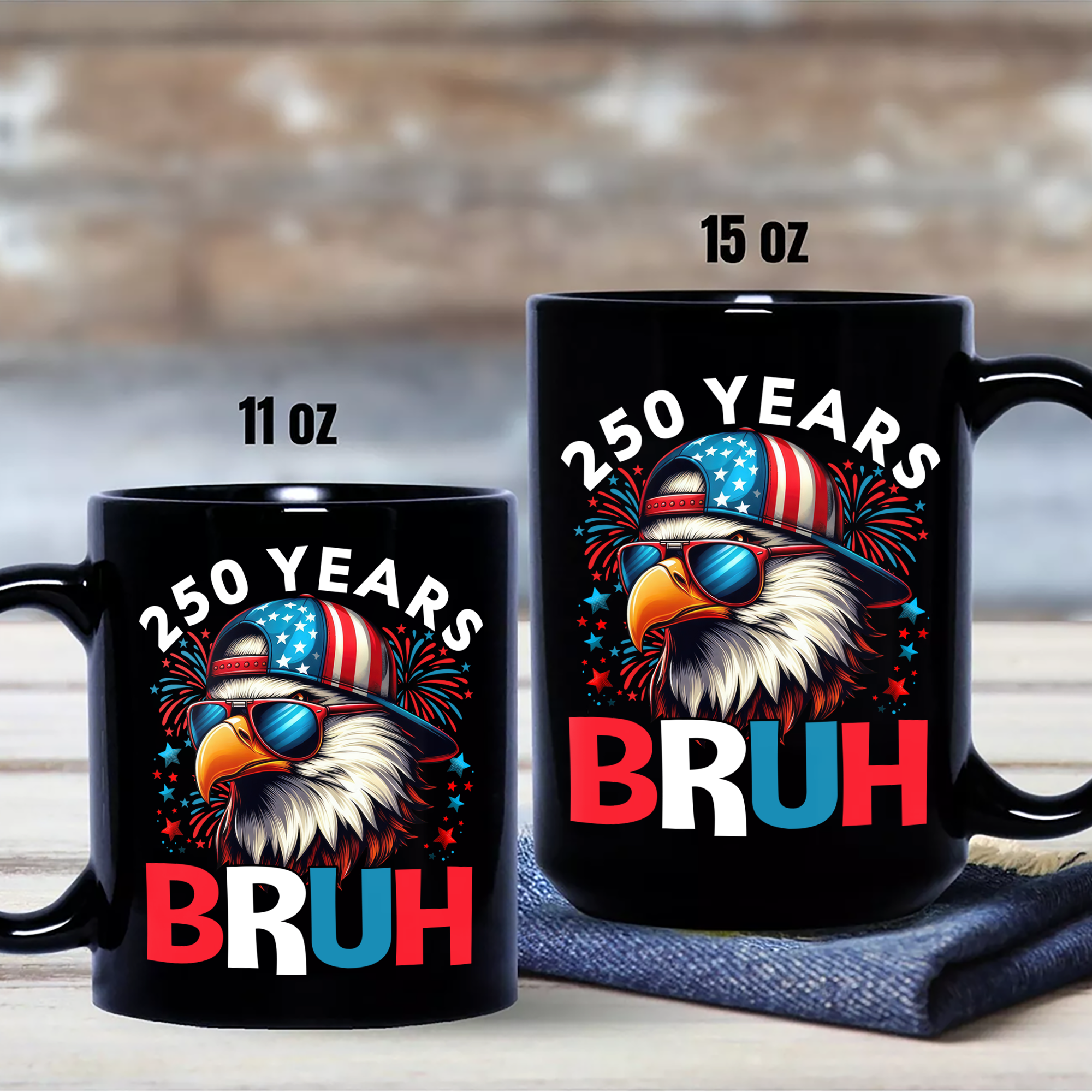 250 Years USA Bruh 250th Birthday 1776-2026 Eagle Flag Black Mug HA75 897322 - Image 6