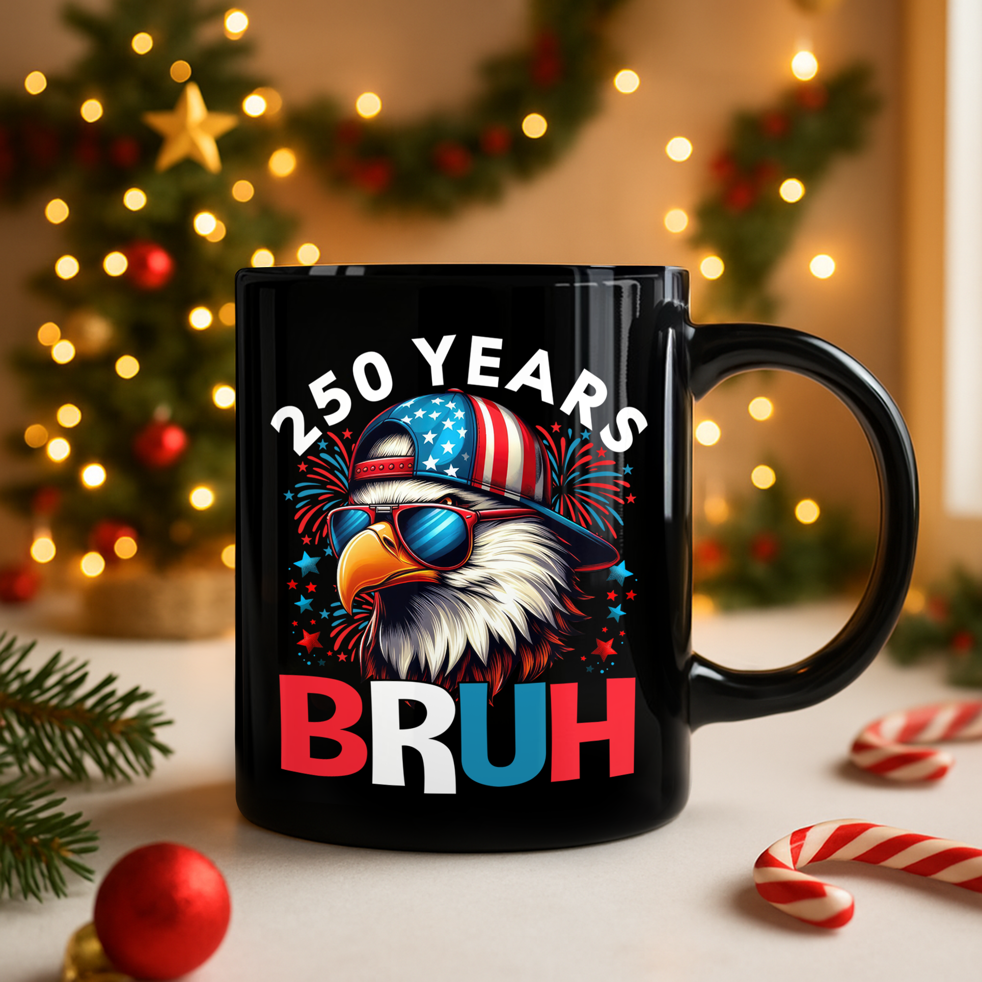 250 Years USA Bruh 250th Birthday 1776-2026 Eagle Flag Black Mug HA75 897322 - Image 3