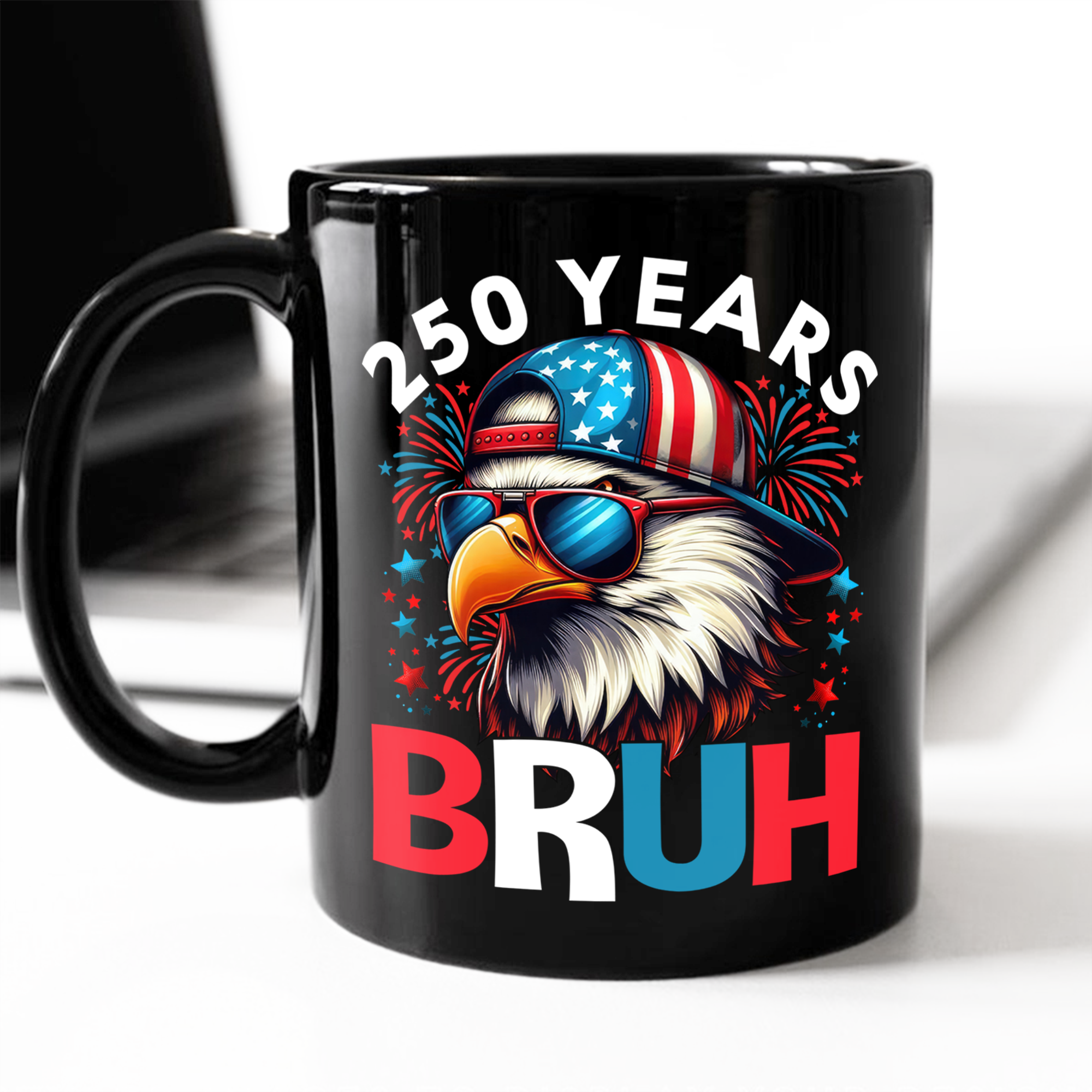 250 Years USA Bruh 250th Birthday 1776-2026 Eagle Flag Black Mug HA75 897322 - Image 4