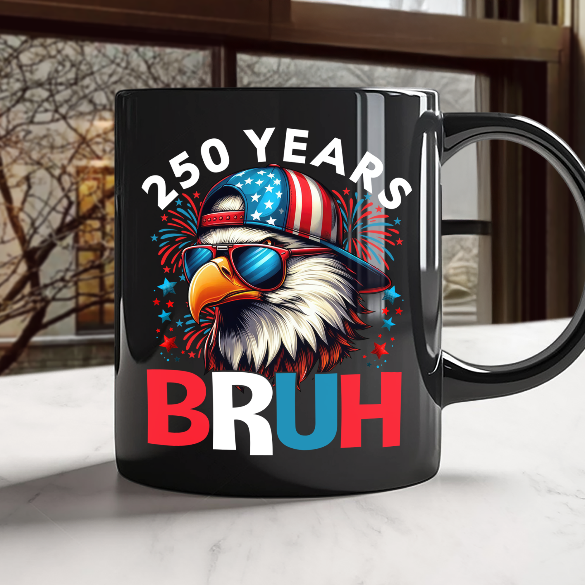 250 Years USA Bruh 250th Birthday 1776-2026 Eagle Flag Black Mug HA75 897322 - Image 5