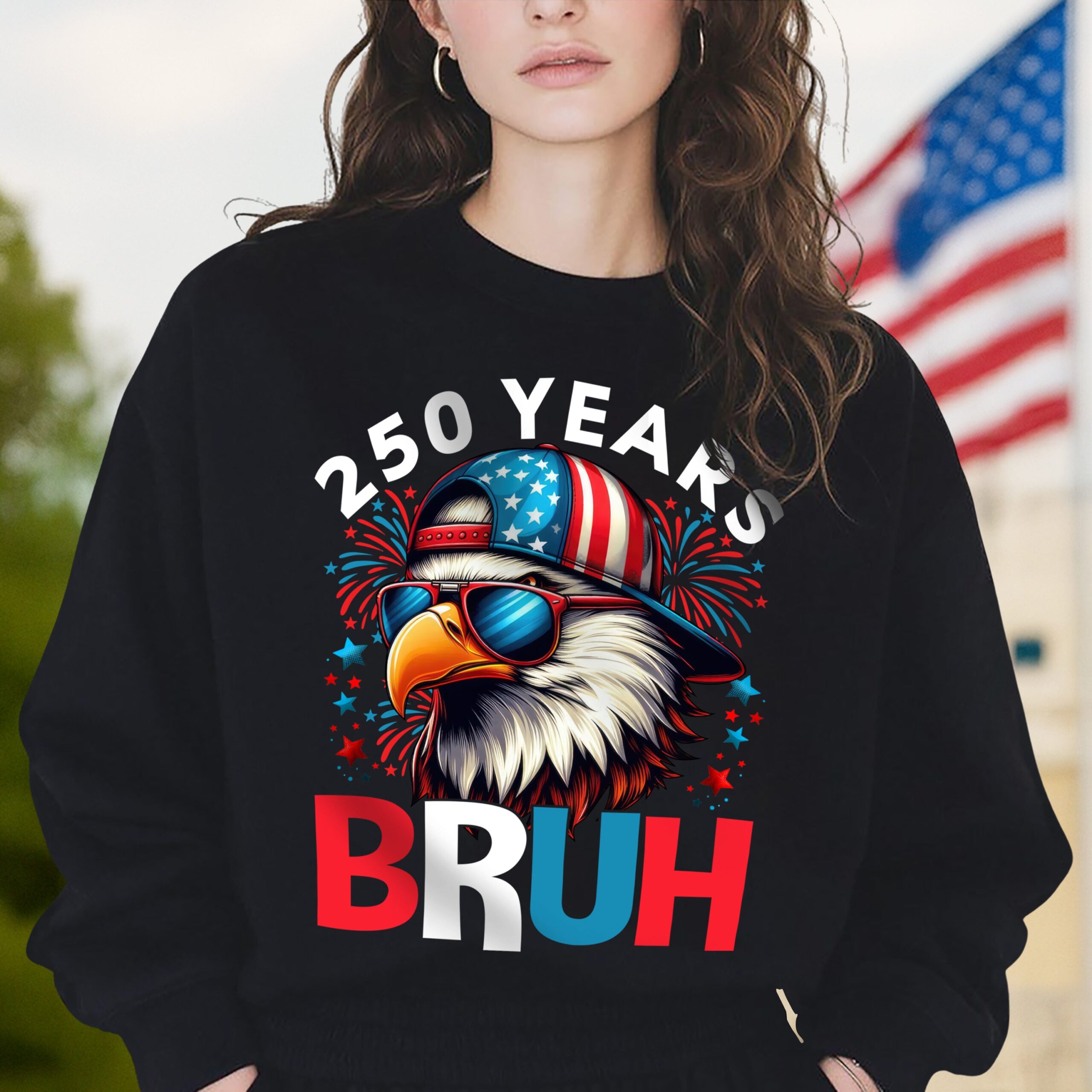250 Years USA Bruh 250th Birthday 1776-2026 Eagle Flag Dark Shirt HA75 897318 - Image 14