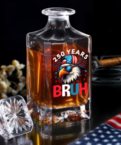 Alternative view of 250 Years USA Bruh 250th Birthday 1776-2026 Eagle Flag Decanter