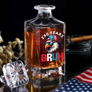 Alternative view of 250 Years USA Bruh 250th Birthday 1776-2026 Eagle Flag Decanter HA75 897326