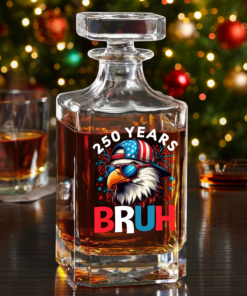 250 Years USA Bruh 250th Birthday 1776-2026 Eagle Flag Decanter