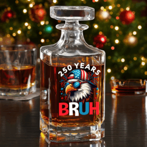 250 Years USA Bruh 250th Birthday 1776-2026 Eagle Flag Decanter HA75 897326
