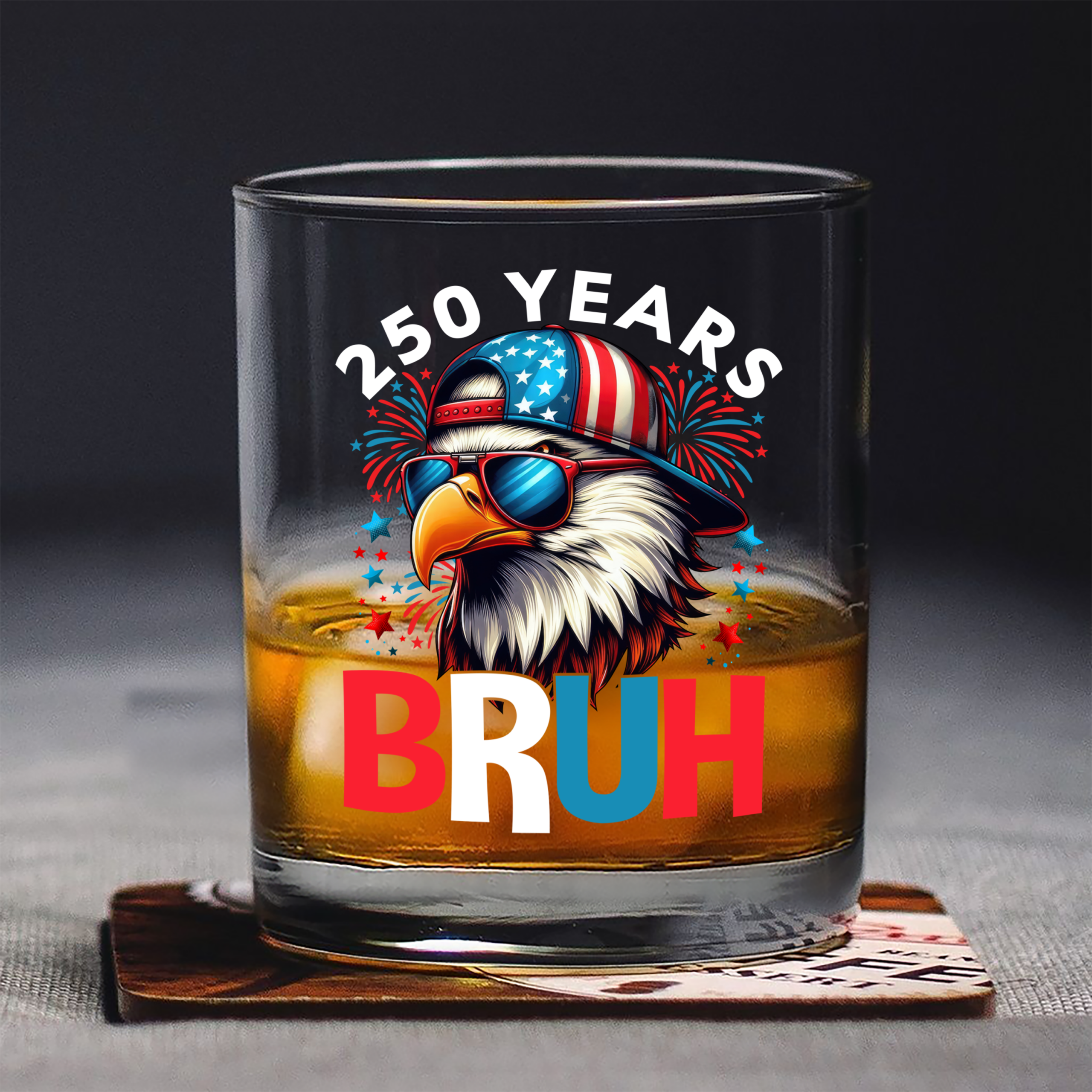 250 Years USA Bruh 250th Birthday 1776-2026 Eagle Flag Whiskey Glass HA75 897328 - Image 6