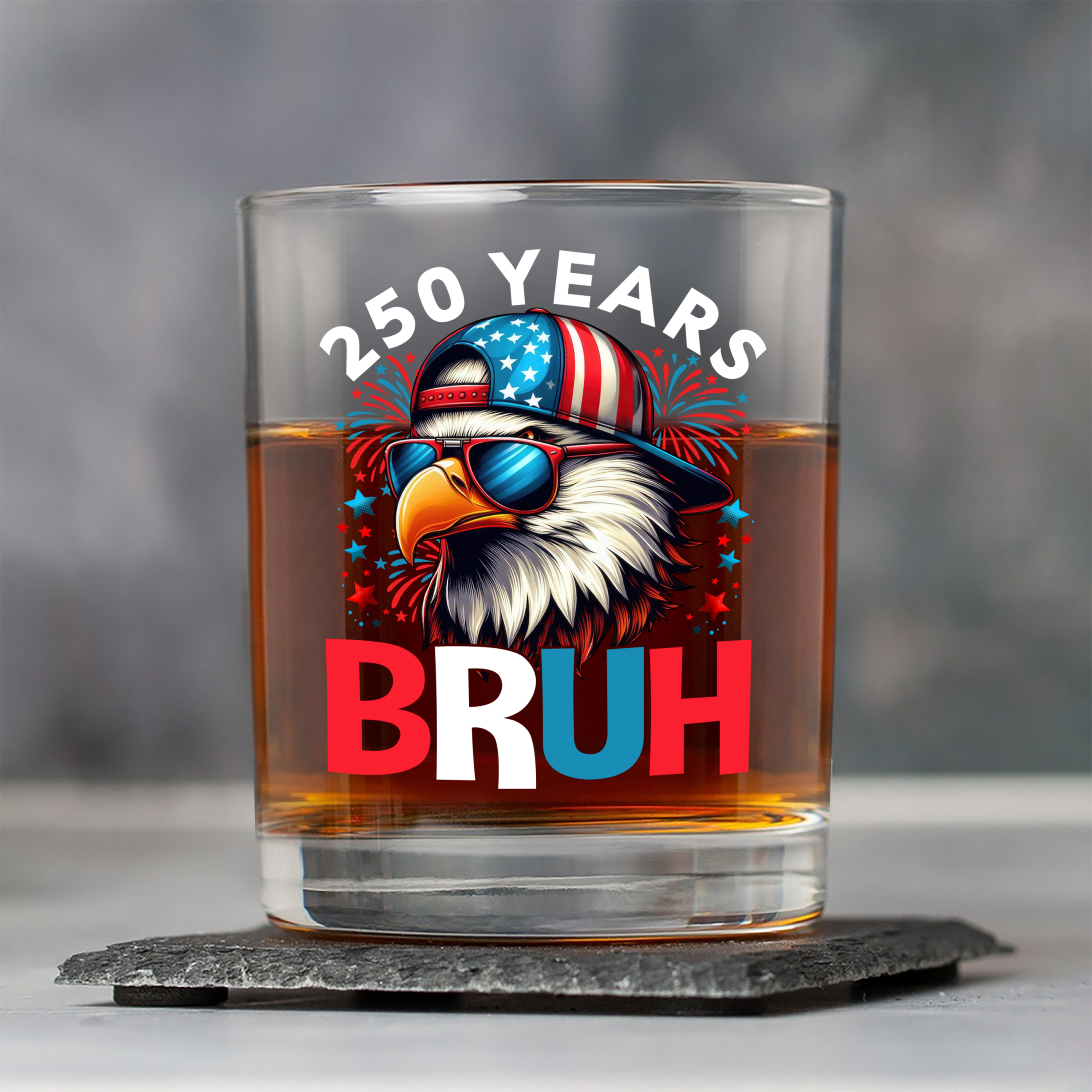 250 Years USA Bruh 250th Birthday 1776-2026 Eagle Flag Whiskey Glass HA75 897328 - Image 5
