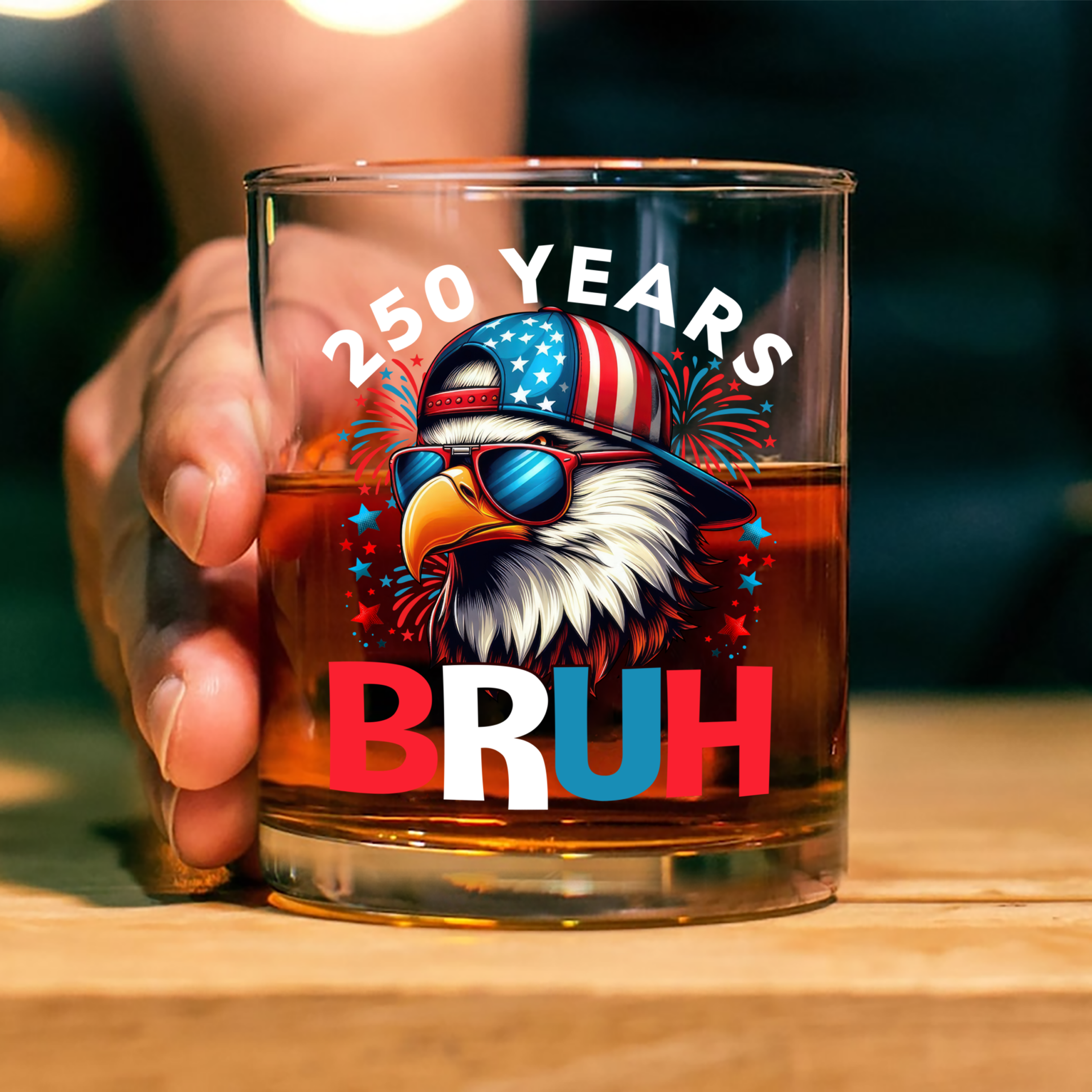250 Years USA Bruh 250th Birthday 1776-2026 Eagle Flag Whiskey Glass HA75 897328 - Image 4