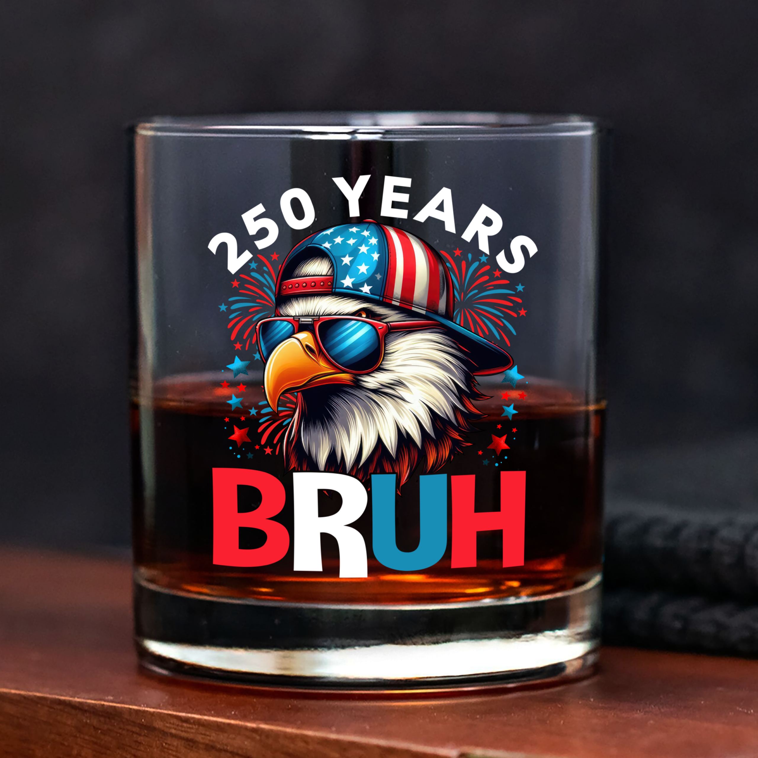 250 Years USA Bruh 250th Birthday 1776-2026 Eagle Flag Whiskey Glass HA75 897328 - Image 8