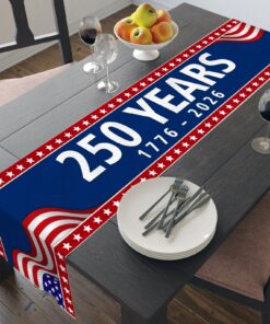 Alternative view of 250 Years USA Patriotic Table Runner | America 250th Anniversary 1776-2026 Decor | Independence Day Table Decoration
