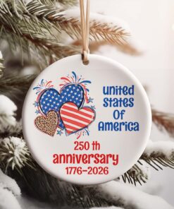 Alternative view of 250th Anniversary of the United States Ornament | America 250 Patriotic Ceramic Ornament | Independence Day Gift