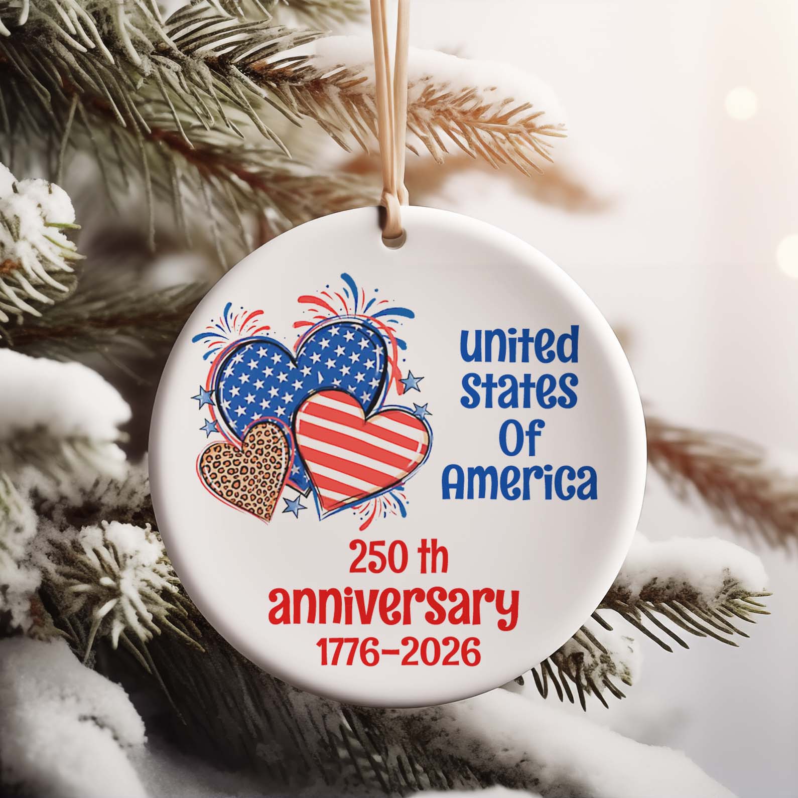 250th Anniversary of the United States Ornament | America 250 Patriotic Ceramic Ornament | Independence Day Gift 683586 - Image 2