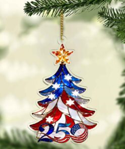 250th Anniversary USA Ornament | Faux Stained Glass Patriotic Christmas Ornament | 1776-2026 Liberty Decoration