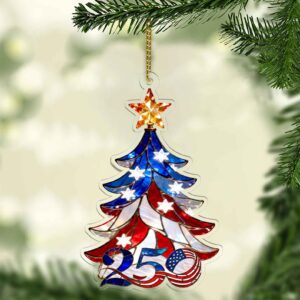 250th Anniversary USA Ornament | Faux Stained Glass Patriotic Christmas Ornament | 1776–2026 Liberty Decoration 683515