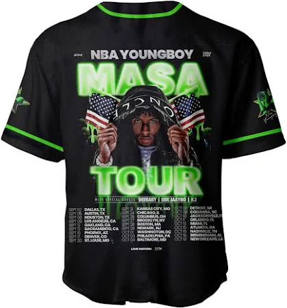 Unisex Young Boy Masa Tour Oversized Baseball Jersey - Image 3