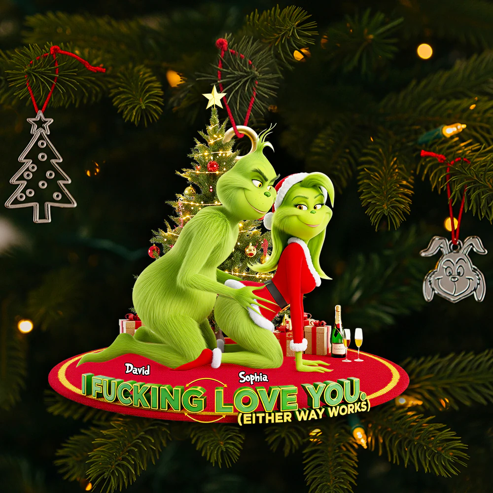 Personalized Grinch Monster Couple Christmas, The Grinch Ornament, Merry Grinchmas Ornament - Image 3