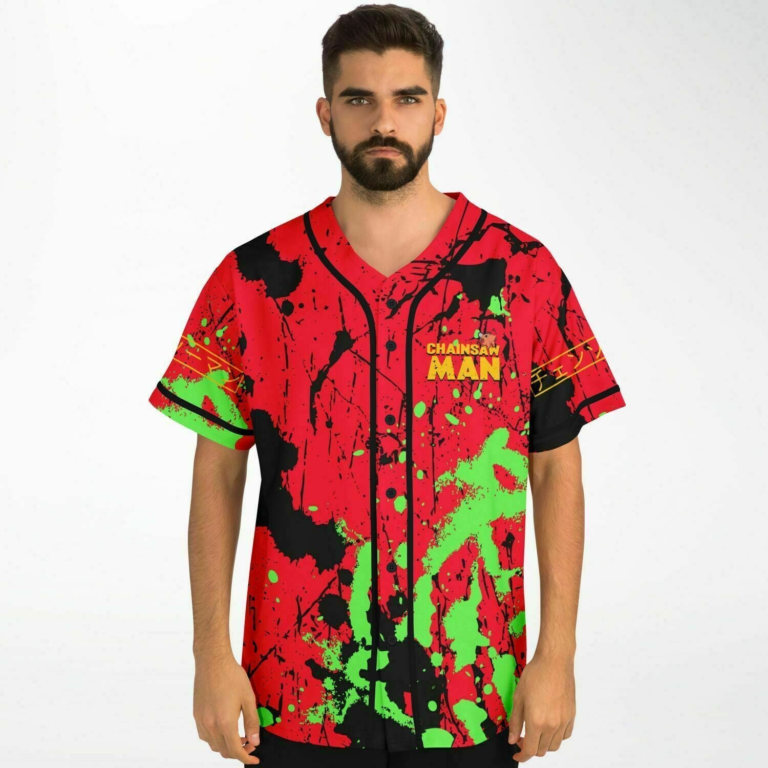 Chainsaw man Pochita gang rave Baseball Jersey - Image 4
