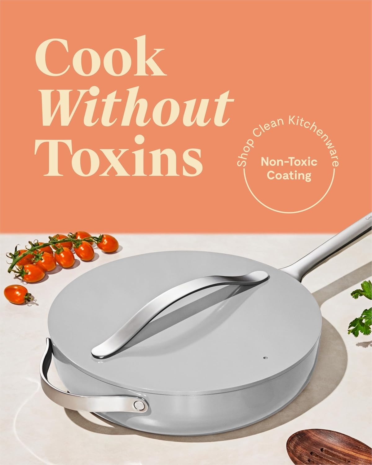 Caraway Home Non-Stick Ceramic Saute Pan, Gray - Image 4