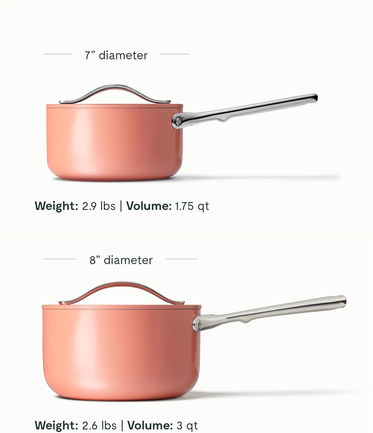 Caraway Home 3-qt Non-Stick Ceramic Sauce Pan, Terracotta - Image 3