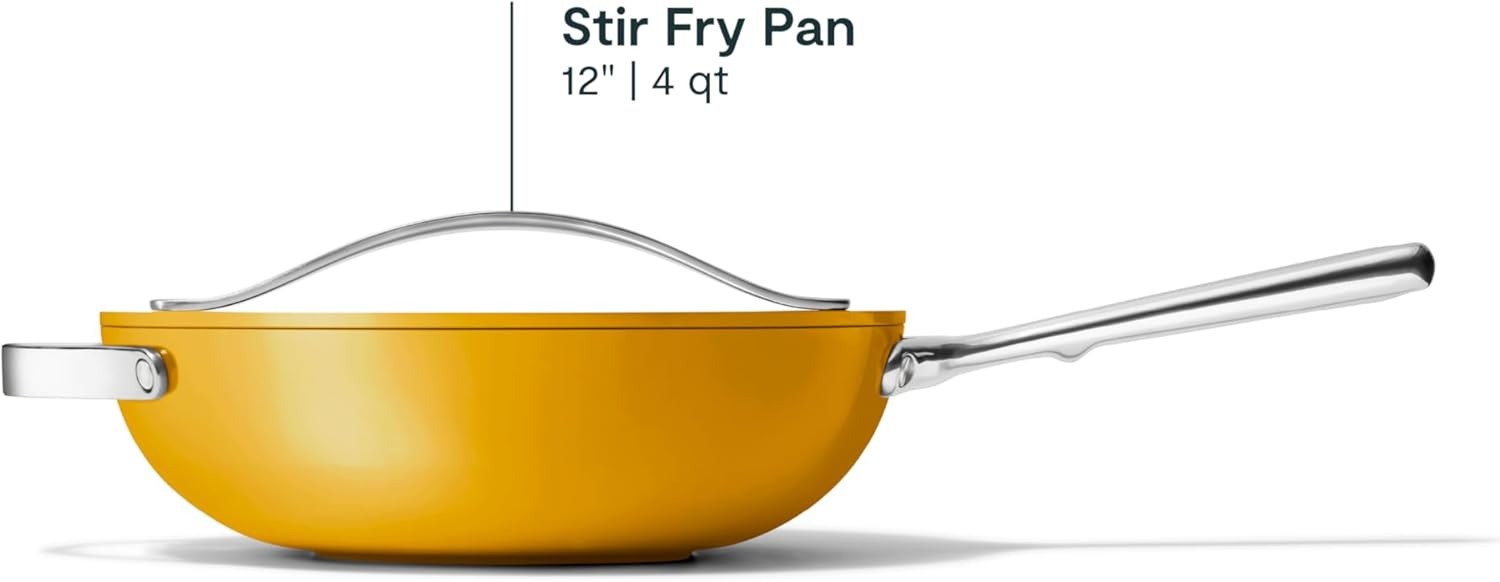 Caraway 12" Nonstick Ceramic Stir Fry Pan, Marigold - Image 3