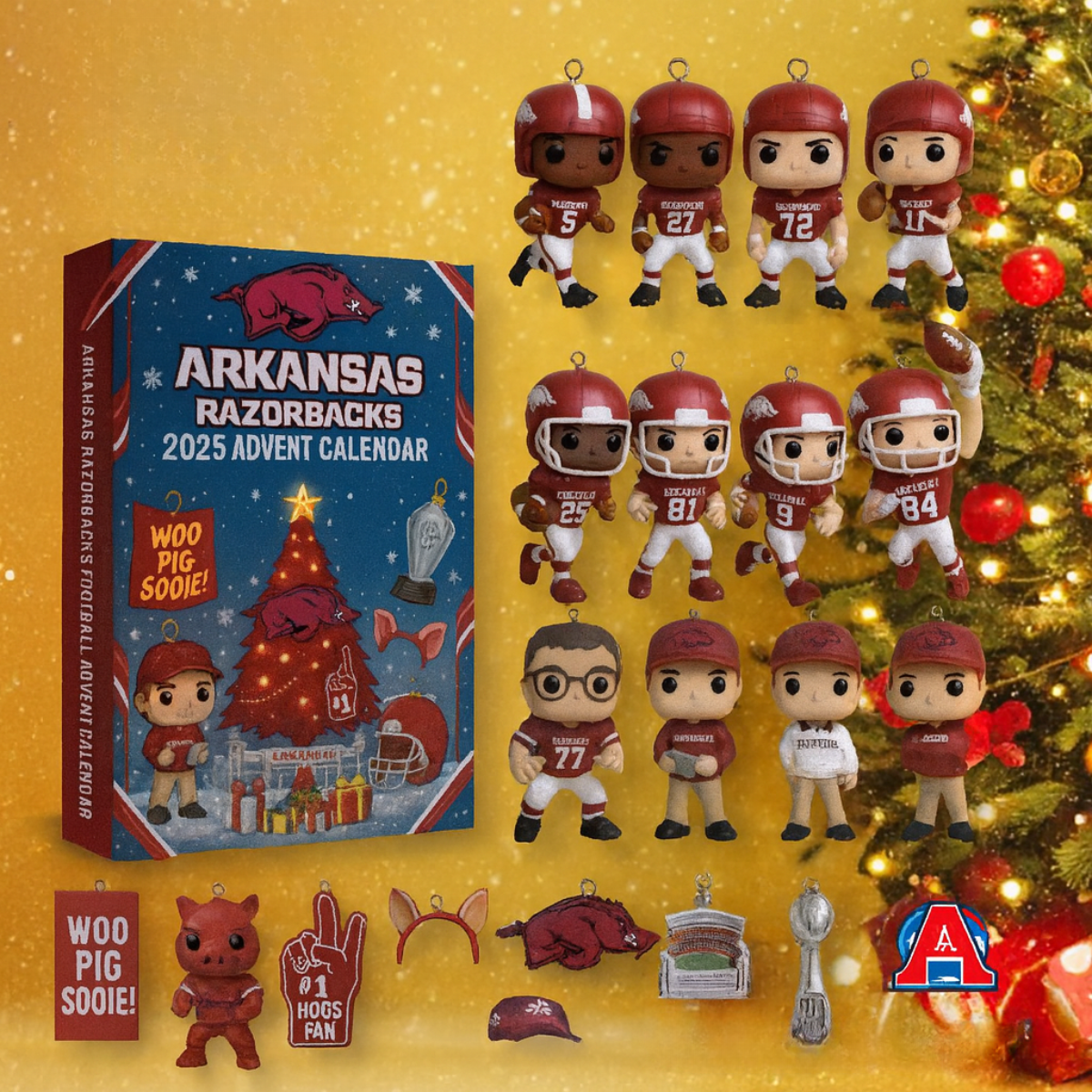 Arkansas Razorbacks Advent Calendar 2025, Christmas Countdown Advent Calendar Gift Box With 24 Acrylic Ornaments - Image 4
