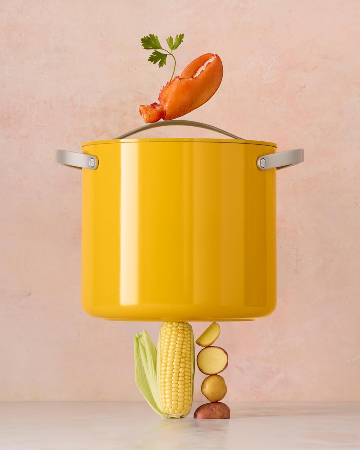 Caraway 12qt Nonstick Ceramic Stockpot with Lid, Marigold - Image 3