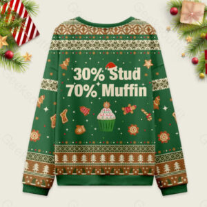 Alternative view of 30?? Stud 70?? Muffin Ugly Christmas Fuzzy Fleece Sweatshirt